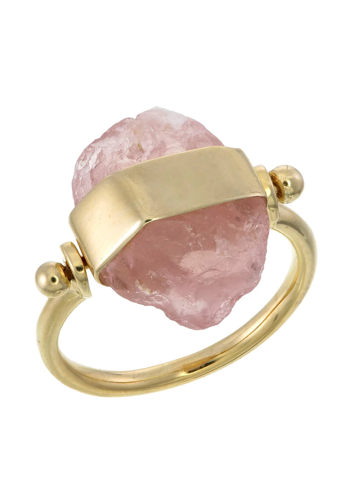 Tiger Frame Rose Quartz Swivel Ring