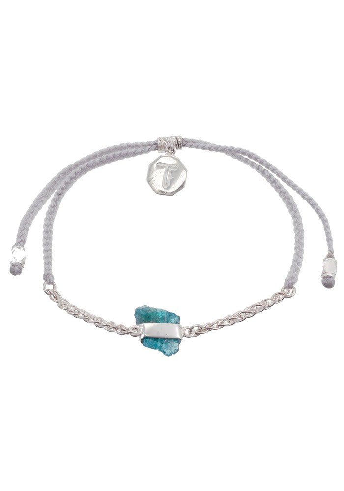 Tiger Frame Silver Chain & Cord - Pale Grey with Apatite