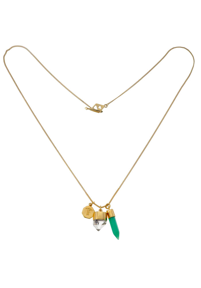 Tiger Frame Charm Chrysoprase & Diamond Necklace